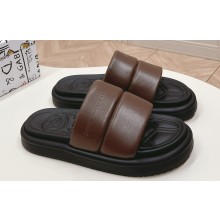 Dolce & Gabbana Padded and quilted Nappa-look fabric Men's sandals Coffee 2024