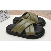 Dolce & Gabbana Padded and quilted Nappa-look fabric Men's Crossover sandals Green 2024