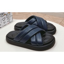 Dolce & Gabbana Padded and quilted Nappa-look fabric Men's Crossover sandals Blue 2024