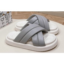 Dolce & Gabbana Padded and quilted Nappa-look fabric Men's Crossover sandals Gray 2024