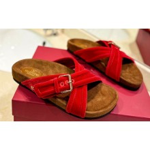 Valentino Fussfriend footbed Women/Men slide sandals in Velvet Red 2024