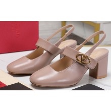 Valentino Heel 6.5cm VLogo Locker Mary-Jane slingback pumps in calfskin Nude Pink 2024