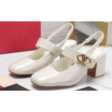 Valentino Heel 6.5cm VLogo Locker Mary-Jane slingback pumps in calfskin White 2024