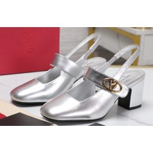 Valentino Heel 6.5cm VLogo Locker Mary-Jane slingback pumps in calfskin MIRRORED Silver 2024