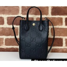 Gucci GG super mini bag with strap leather 790133 Black 2024