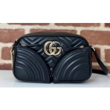Gucci GG Marmont small shoulder bag 798715 Black matelassé chevron leather 2024