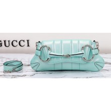 Gucci Horsebit Chain small shoulder bag 764339 iridescent quilted chevron leather Blue 2024