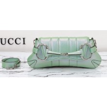 Gucci Horsebit Chain small shoulder bag 764339 iridescent quilted chevron leather Green 2024