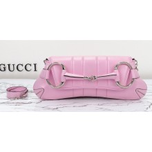 Gucci Horsebit Chain medium shoulder bag 764255 iridescent quilted chevron leather Pink 2024