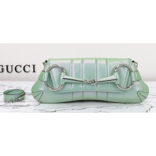 Gucci Horsebit Chain medium shoulder bag 764255 iridescent quilted chevron leather Green 2024
