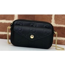 Gucci GG super mini shoulder bag leather 781554 Black 2024