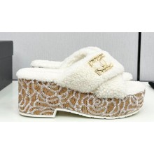 Chanel Platform CC Logo Shearling Mules White 2024