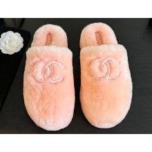 Chanel Platform CC Logo Shearling Fur Mules Pink 2024