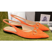 Gucci Women's Horsebit ballet flats 786592 in GG Orange 2024