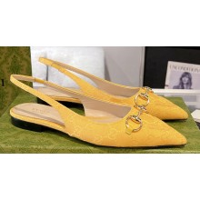 Gucci Women's Horsebit ballet flats 786592 in GG Yellow 2024