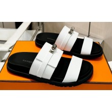 Hermes Jackson Women/Men sandals with Kelly buckle in Epsom calfskin White 2024