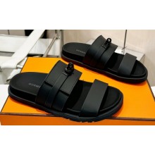 Hermes Jackson Women/Men sandals with Kelly buckle in calfskin Black 2024