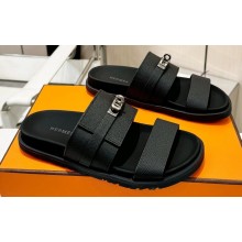 Hermes Jackson Women/Men sandals with Kelly buckle in Epsom calfskin Black 2024