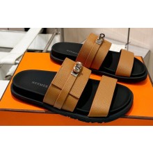 Hermes Jackson Women/Men sandals with Kelly buckle in Epsom calfskin Brown 2024