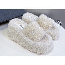 Alexander Wang platform Shearling Fur slides White 2024