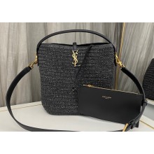 Saint Laurent LE 37 bag in woven raffia and vegetable-tanned leather 773991 Black 2024