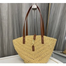 Saint Laurent panier small Tote bag in raffia and vegetable-tanned leather 751240 Beige 2024