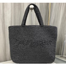 Saint Laurent Tote bag in raffia 776763 Black 2024