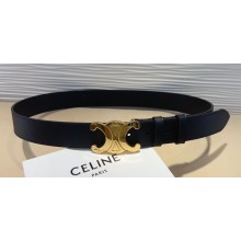 Celine Width 3.5cm Large triomphe belt in VINTAGE CALFSKIN Black/Gold