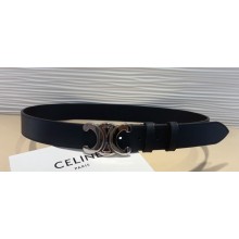 Celine Width 3.5cm Large triomphe belt in VINTAGE CALFSKIN Black/Silver