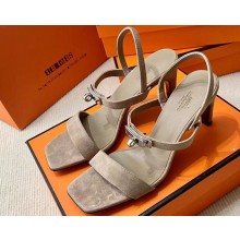 Hermes Glamour 75 sandals in suede goatskin Beige with Kelly buckle (original quality)