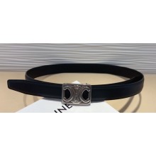 Celine Width 2.5cm Medium Reversible Framed Triomphe Belt In Taurillon And Natural Calfskin Black/Silver