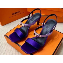 Hermes Glamour 75 sandals in Satin Purple/Gold with Kelly buckle (original quality)