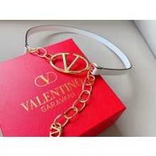 Valentino Vlogo Signature Shiny Calfskin Belt With Chain 01