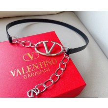 Valentino Vlogo Signature Shiny Calfskin Belt With Chain 05