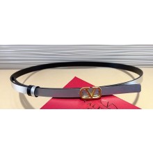 Valentino Vlogo Signature Reversible Belt In Metallic And Shiny Calfskin 10 mm 12