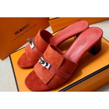 Hermes Gigi 50 sandals in Suede Red with Kelly buckle (original quality)