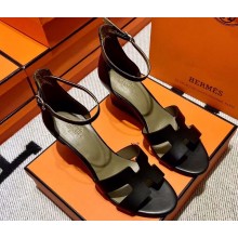 Hermes Legend Wedge sandals in calfskin Black (original quality)