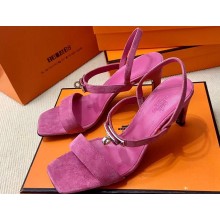 Hermes Glamour 75 sandals in suede goatskin Pink with Kelly buckle (original quality)