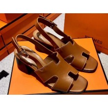 Hermes Elbe 60 sandals in calfskin Brown (original quality)