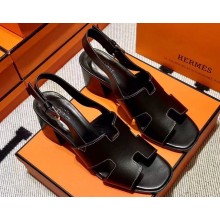 Hermes Elbe 60 sandals in calfskin Black (original quality)