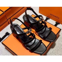 Hermes Eve 60 sandals in calfskin Black (original quality)