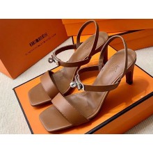 Hermes Glamour 75 sandals in calfskin Brown with Kelly buckle (original quality)