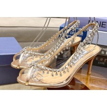 Aquazzura Heel 7.5cm Temptation Crystal PVC Sandals Gold 2024