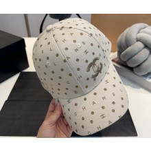 Chanel Dotted and Logo Print Baseball Cap/Hat Beige 2024