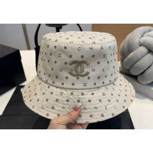 Chanel Dotted and Logo Print Bucket Hat Beige 2024