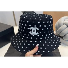 Chanel Dotted and Logo Print Bucket Hat Black 2024