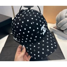 Chanel Dotted and Logo Print Baseball Cap/Hat Black 2024