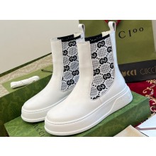 Gucci Heel 4.5cm Women/Men ankle boots with GG jersey White/Black 2024