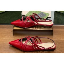 Gucci Women's strappy ballet flats with Multi buckles 796015 leather Red 2024