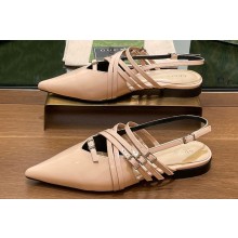 Gucci Women's strappy ballet flats with Multi buckles 796015 leather Beige 2024